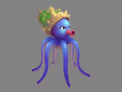 Cartoon Octopus Monster Low-poly 3D model
