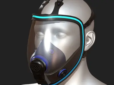 Gas mask helmet 3d model military combat  Low-poly 3D model 5