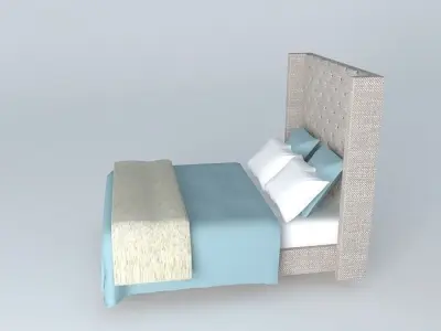 ADLER TUFTED FABRIC PLATFORM BED WITHOUT FOOTBOARD Free 3D model