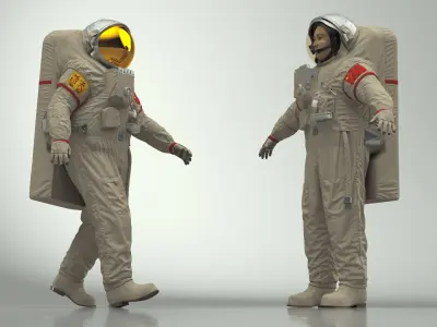 Astronaut Wearing Feitian Space Suit Rigged for Maya 3D model