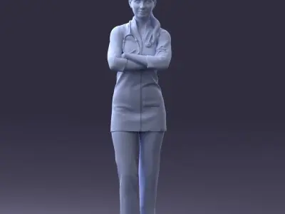 000188 Doctor in Medical Uniform with Stethoscope 1008 3D model