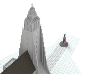 Hallgrimskirkja Reykjavik Iceland 3D model
