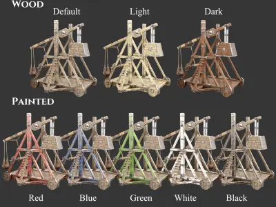 Medieval Siege Engine Trebuchet Low-poly 3D model