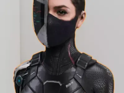 Cyber punk Woman 3D model Game ready rigged with animation Low-poly 3D model