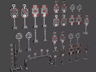 Target Shooting Set Low-poly 3D model