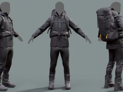 Male Hiking Outfit  Low-poly 3D model