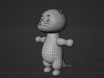 Cute Cartoon Animal - Sea Otter Character 3D model