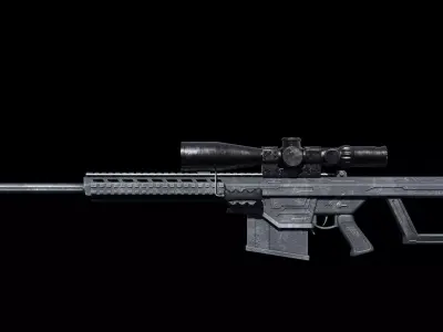 BR50 Modern Sniper Rifle Realistic Tactical Weapon game Ready Low-poly 3D model