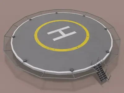 Helipad Round --321-- Low-poly 3D model