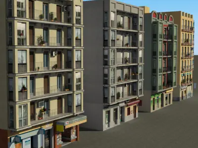 Building Collection 91 - 100 Low-poly 3D model