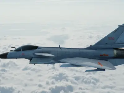 Chinese J-10B fighter jet Hand painted game model  Low-poly 3D model