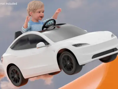 Luxury Kids Ride-On Tesla Inspired White 3D model