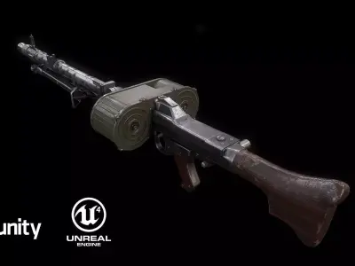 MG 34 42 WW2 German Machine gun PBR  Low-poly 3D model