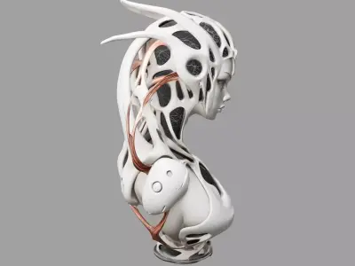 Futuristic Cyborg Female Bust 3D model