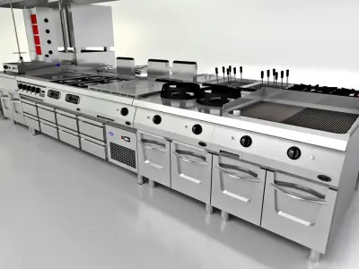 Industrial Type Main Kitchen Equipments 3D model