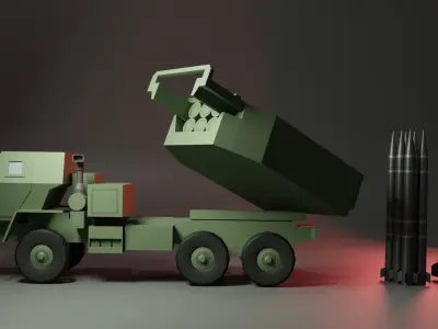 HIMARS Launch rocket system Low-poly 3D model