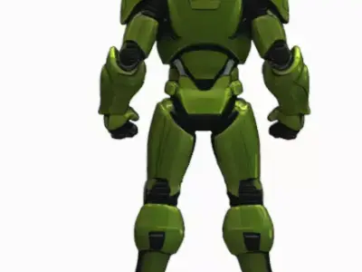 Green Cybernetic Mecha Warrior Robot 3D Character Low-poly 3D model