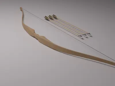 Traditional Recurve Bow and Arrow Low-poly 3D model