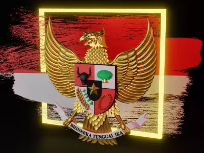 Garuda Pancasila Blender Lowpoly Isometric Low-poly 3D model