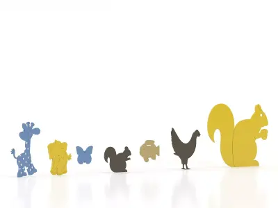 Animals 5 zoo animal wall decals 3D model