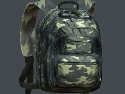 Backpack Camping Generic military human bag storqge Low-poly 3D model