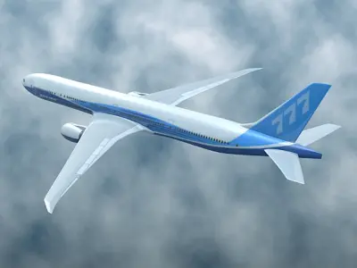 Boeing 777-300 ER airliner Low-poly 3D model