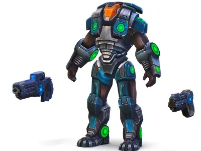 Cartoon Sci-Fi Cyborg Drone Trooper Soldier Low-poly 3D model