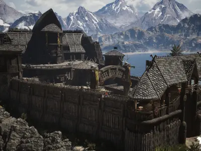 Medieval Nordic Viking Castle Environment Low-poly 3D model