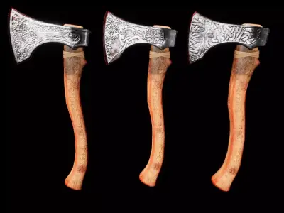Viking Axe Pack-1 Low-poly 3D model