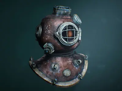 Underwater Diving Helmet Low-poly 3D model