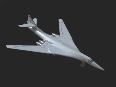 Russian Air Force Tu-160M Blackjack Supersonic Strategic bomber Low-poly 3D model