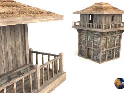 Lowpoly Guard Tower 3D Model Low-poly 3D model