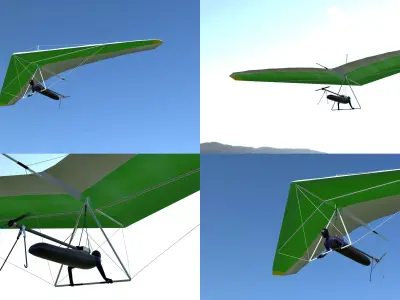 Electric Powered Hang Glider Low-poly 3D model
