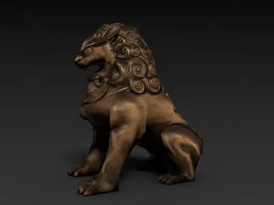 Chinese guardian lion Low-poly 3D model