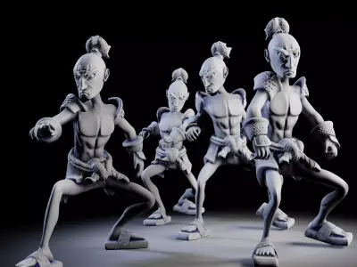 Samurai 4 poses - 3D Print Models 3D print model