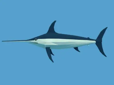 Low Poly Cartoon Swordfish Low-poly 3D model