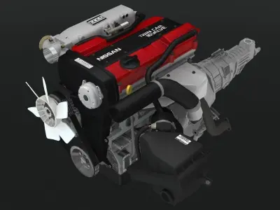 Nissan CA18DET engine Low-poly 3D model