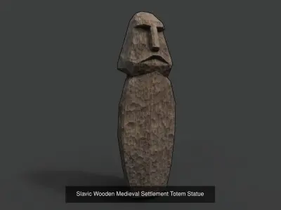 AAA Carved Slavic Wooden Medieval Settlement Totem Statue Pack 3D Model Collection