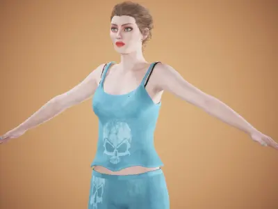 game rigged girl Low-poly 3D model