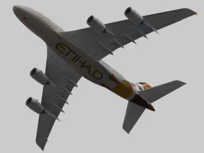 Airbus A380-8 Etihad Airways livery Low-poly 3D model