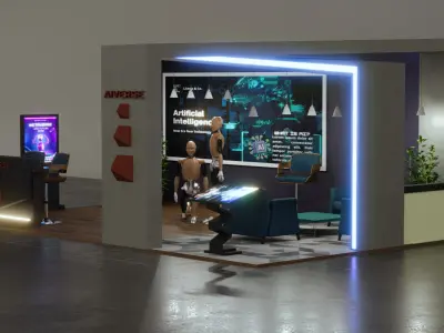 Futuristic AI Technology Exhibition Stand - 3D Model 3D model