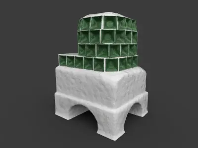 Late medieval tiled stove Low-poly 3D model