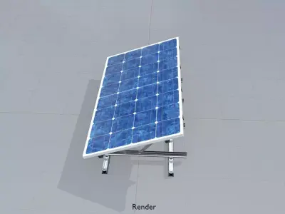 Solar module version 3 2x4m tilt angle 20 degrees with stand Low-poly 3D model