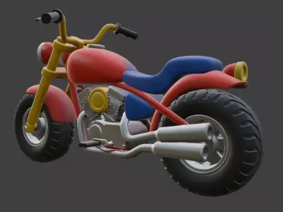 Cartoon Red Chopper Motorcycle 3D Model 3D model 4