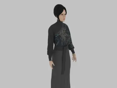woman in asian clothes Low-poly 3D model