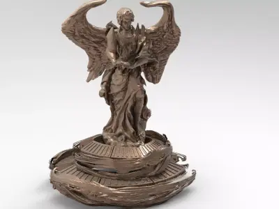 Angel Christmas statue on base 3D model