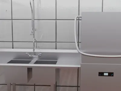 Simple Commercial Kitchen Low-poly 3D model