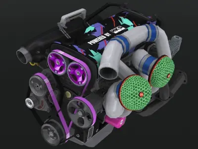 Nissan RB26 DETT by HKS engine Low-poly 3D model