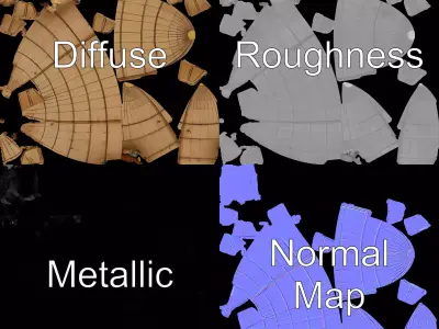 Vintage Wooden Zeppelin model pack Low-poly 3D model