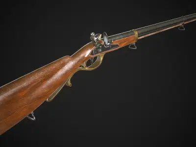 Flintlock Rifle 01 Classic Low-poly 3D model